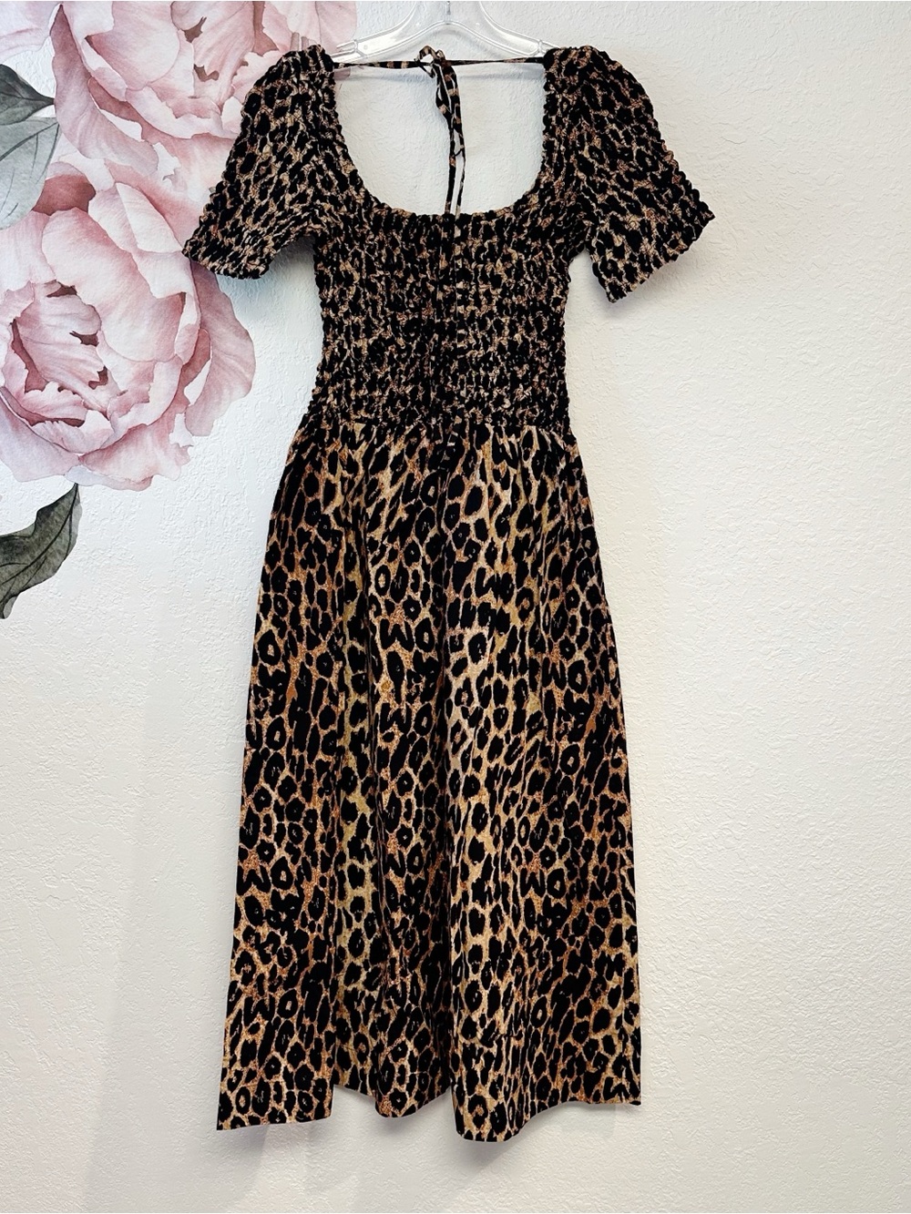 Damson Madder Malinda Smocked Animal Cheetah Midi Dress NWT Size EU 6/ US 2 - Picture 9 of 15